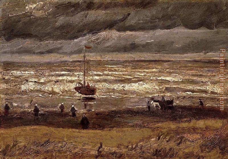 Beach at Scheveningen in Stormy Weather painting - Vincent van Gogh Beach at Scheveningen in Stormy Weather art painting